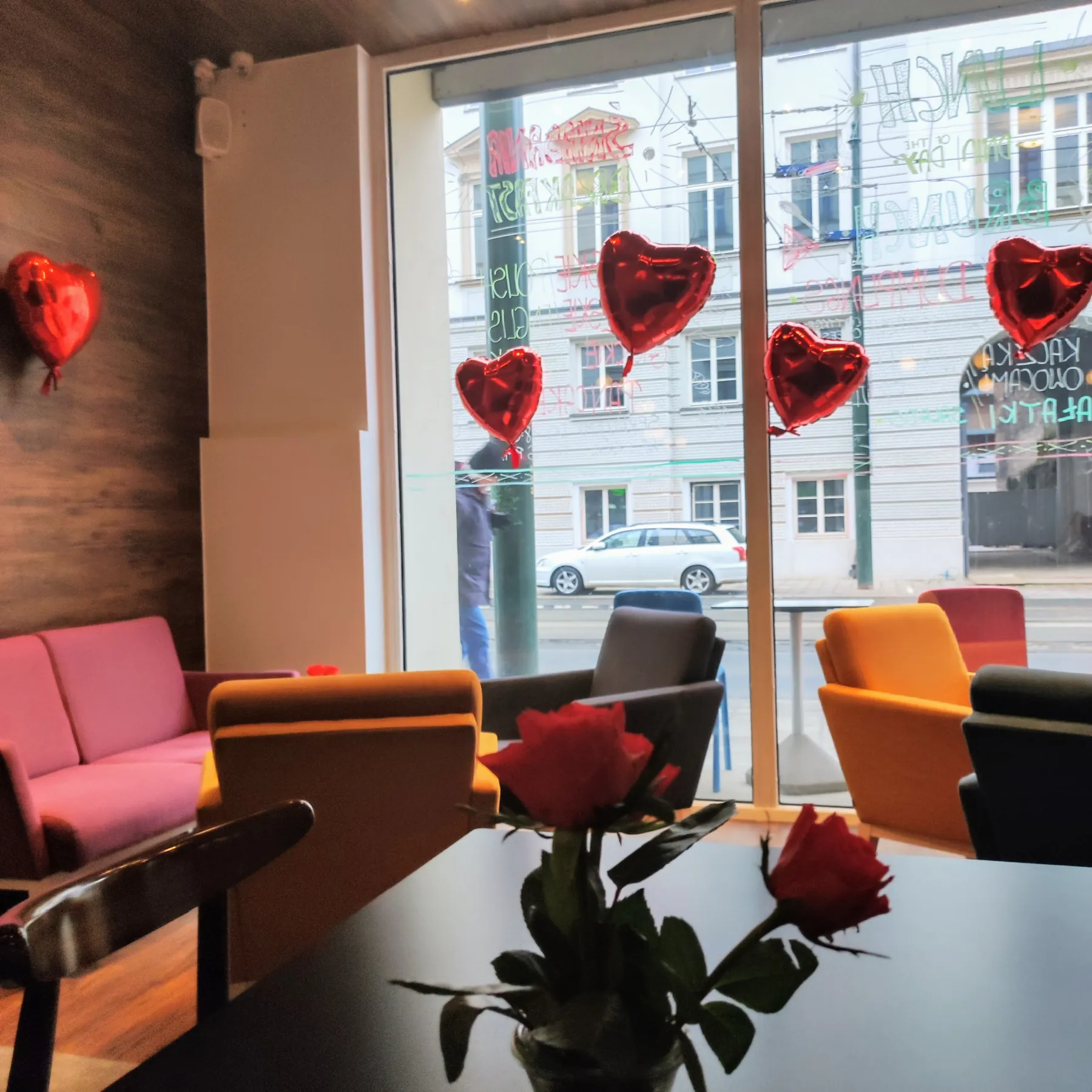 Inside Frania Cafe, armchairs by the window