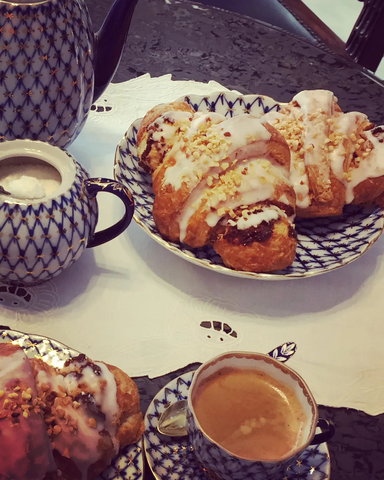 St. Martin's croissant and coffee at Frania Cafe