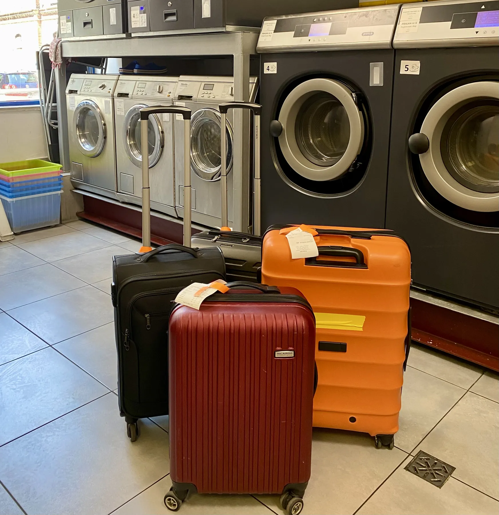 Suitcases in the Frania Cafe luggage storage
